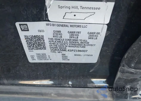 2023 GMC Acadia Fwd Slt z USA, uszkodzony, nr VIN 1GKKNML41PZ196007